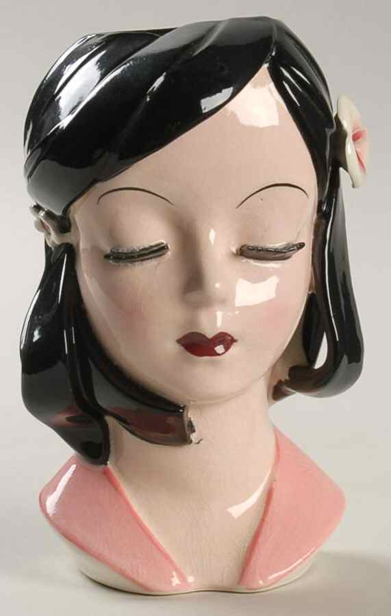 Napco Head Vases Teen Pnk Drs/Blk Hair Vwap - No Box by Napco-1