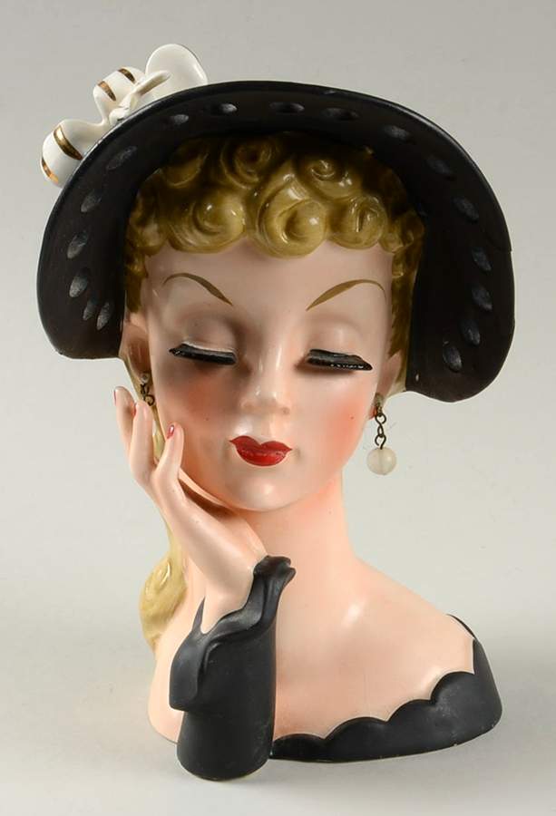 Napco Head Vases Black Cutout With Earrings - No Box by Napco-1