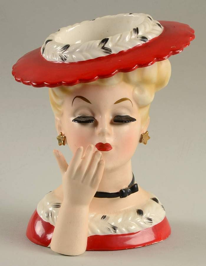 Napco Head Vases Red Hat & Dress - No Box by Napco-1