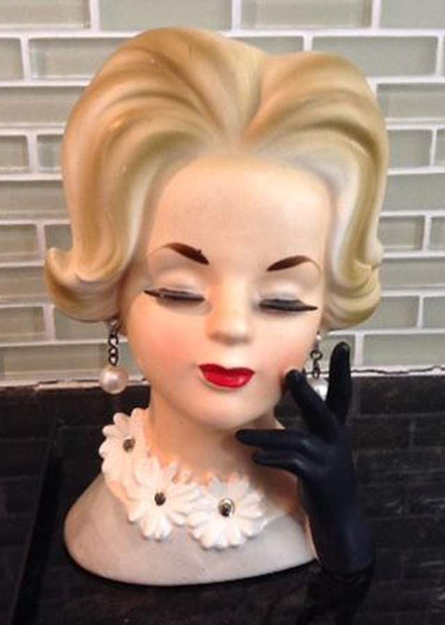 Napco Head Vases Lady Black Glowe - No Box by Napco-1