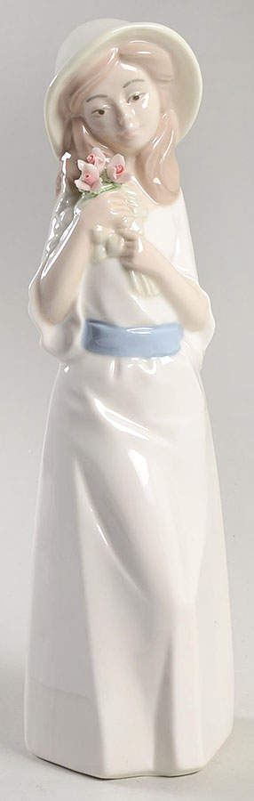 Nadal Porcelain Figurines Young Girl With Flowers - No Box by Nadal Porcelain-1
