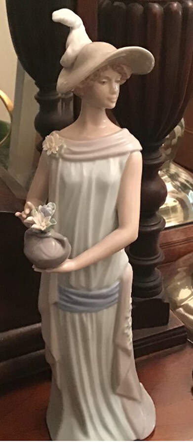 Nadal Porcelain Figurines Lady Holding Flower Vase - No Box by Nadal Porcelain-1