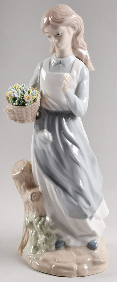 Nadal Porcelain Figurines Girl With Basket Of Flowers - Boxed by Nadal Porcelain-1