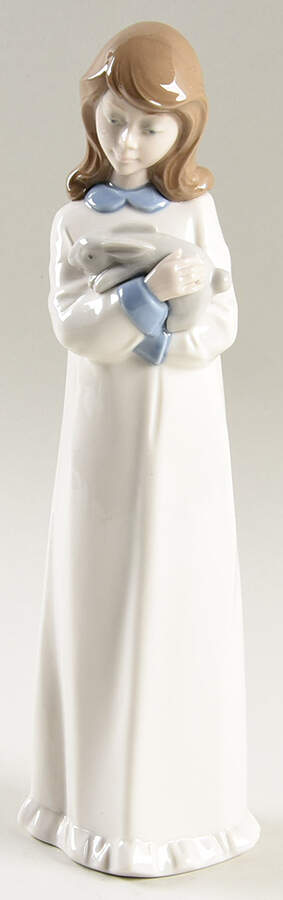 Nadal Porcelain Figurines Girl With Bunny - No Box by Nadal Porcelain-1