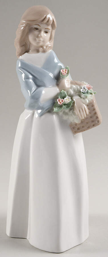 Nadal Porcelain Figurines Girl With Flower Basket - No Box by Nadal Porcelain-1
