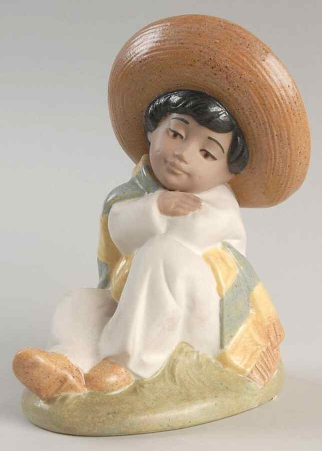 Nadal Porcelain Figurines Sitting Boy With Sombrero - No Box by Nadal Porcelain-1