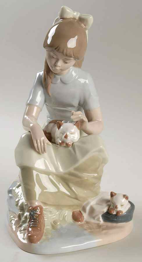 Nadal Porcelain Figurines Girl With Kittens - Boxed by Nadal Porcelain-1