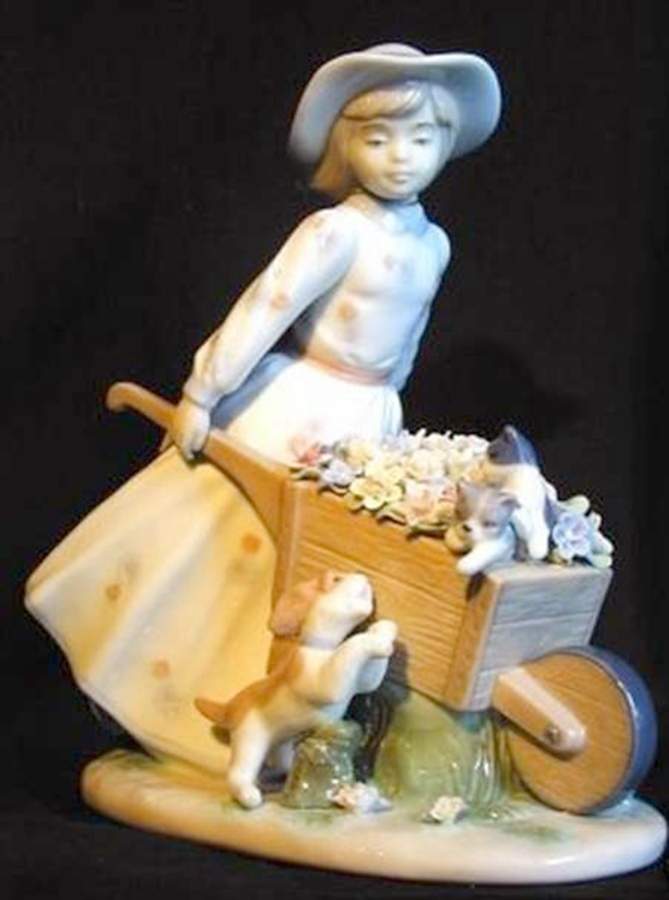 Nadal Porcelain Figurines Wheelbarrow Ride - Boxed by Nadal Porcelain-1
