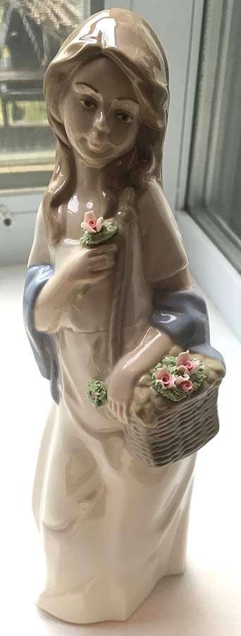 Nadal Porcelain Figurines Girl With Flower Basket - No Box by Nadal Porcelain-1