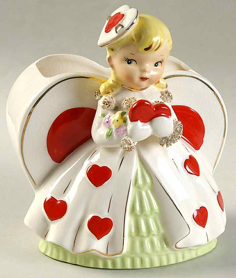 Napco Figurines and Giftware Girl W/Valentines Heart Vase - No Box by Napco-1