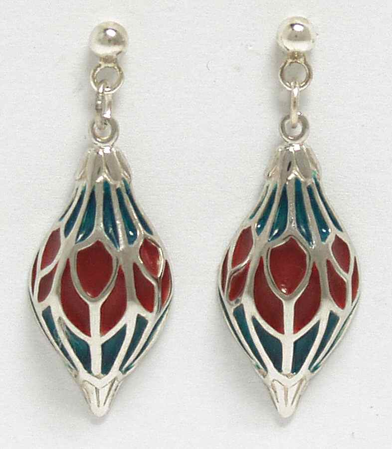 Nicole Barr Jewelry Plique A Jour Ornament Earrings - Boxed by Nicole Barr Jewelry-1