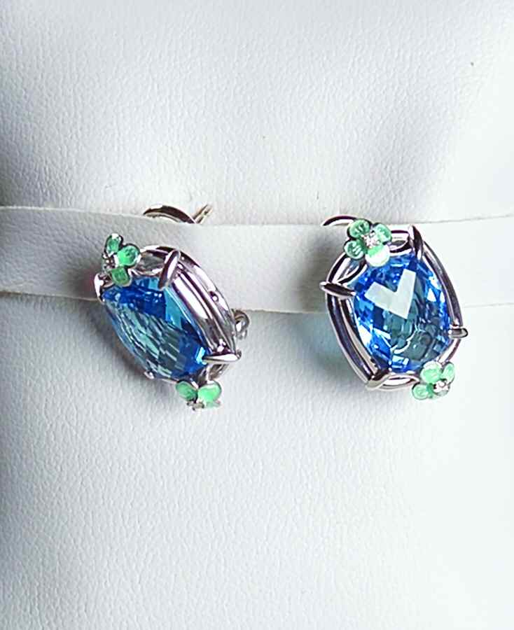 Nicole Barr Jewelry Diamond/ Dk Blue Topaz .038 Ct - Boxed by Nicole Barr Jewelry-1