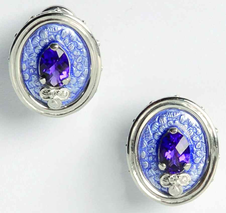 Nicole Barr Jewelry Basse Taille-Diamond/Amethyst .029ct - Boxed by Nicole Barr Jewelry-1