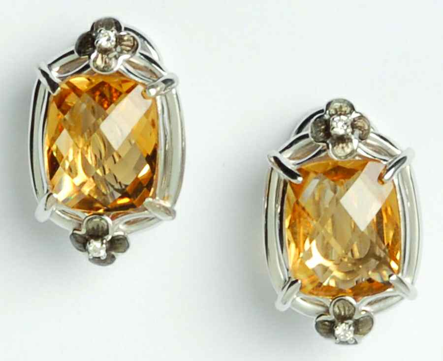Nicole Barr Jewelry Diamond/ Citrine .038 Ct - Boxed by Nicole Barr Jewelry-1