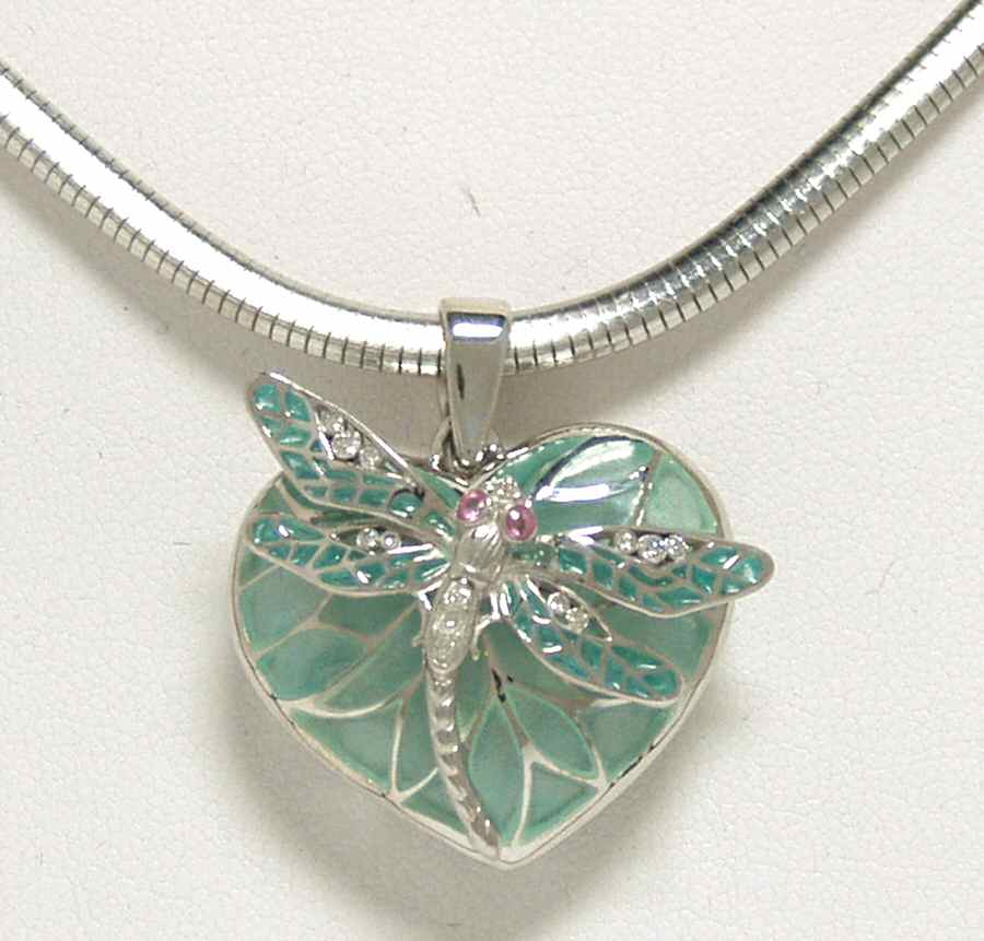Nicole Barr Jewelry Heart Dragonfly-Seafoam Diamond/Sapphire - Boxed by Nicole Barr Jewelry-1