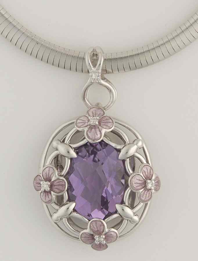 Nicole Barr Jewelry Sterling Diamond & Amethyst .056ct - With Box 53 by Nicole Barr Jewelry-1