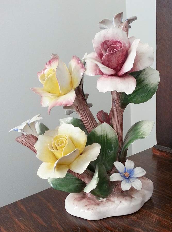Nuova Capodimonte Giftware Pink&Yellow Roses,Blue Floral - No Box by Nuova Capodimonte-1