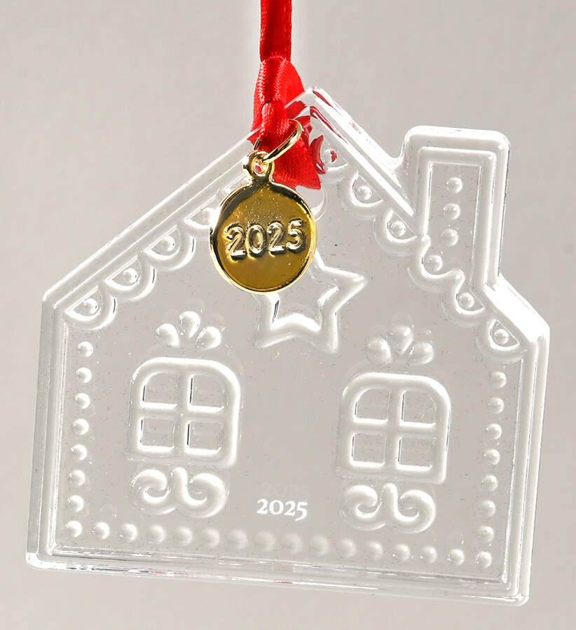Orrefors Christmas Ornament Gingerbread House- Clear - Boxed by Orrefors-1