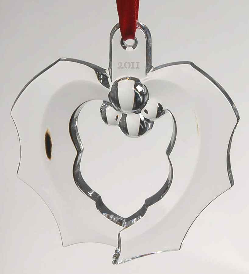 Orrefors Christmas Ornament Holly Heart - No Box by Orrefors-1