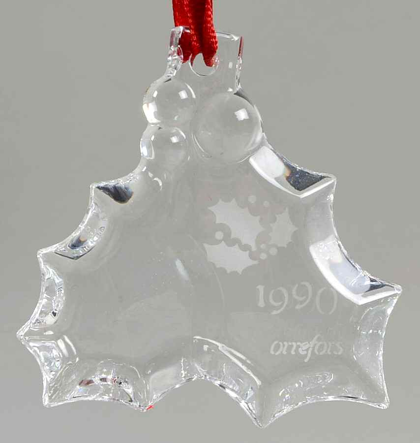 Orrefors Christmas Ornament Holly Leaves & Berry - No Box by Orrefors-1