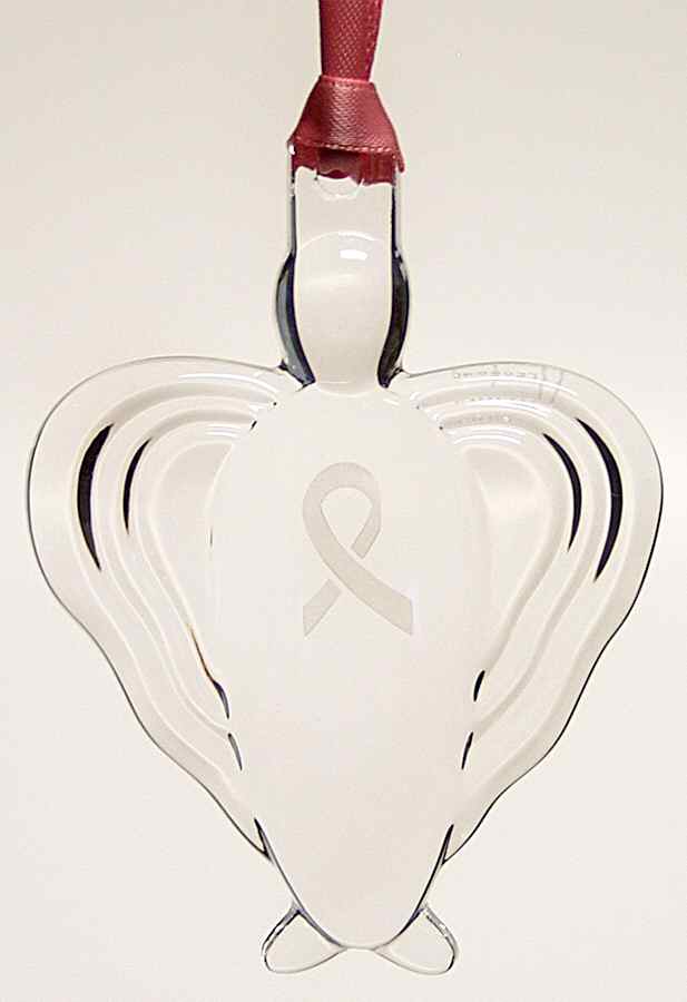 Breast Cancer Awarness Ornament Pink Ribbon Angel Ornament - No Box by Orrefors-1