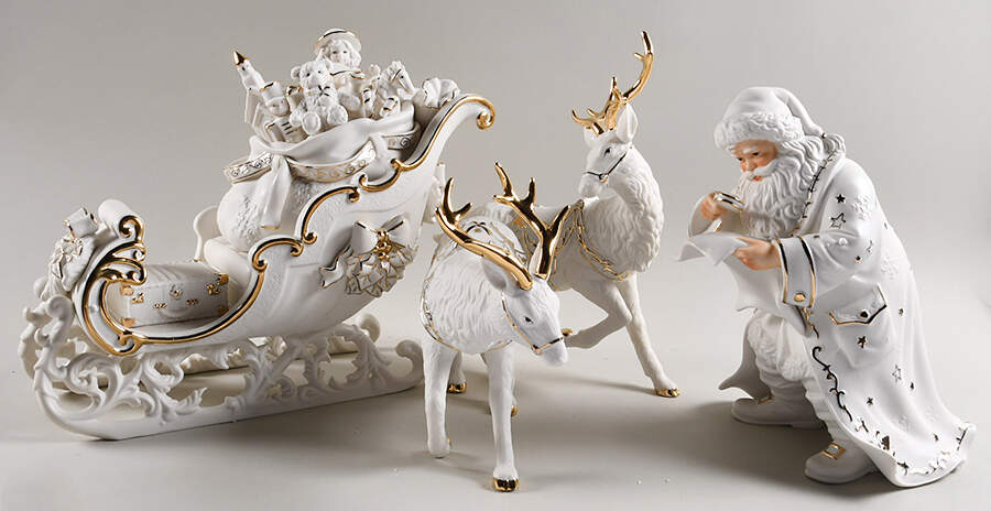Grandeur Noel Santa With Sleigh & Reindeer - No Box by O'Well Novelty Co-1
