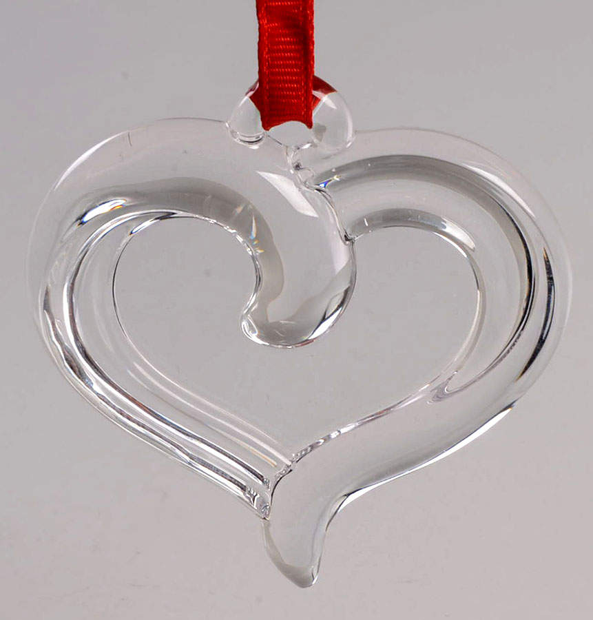 Orrefors Crystal Ornaments Holly Days Heart - Clear - No Box by Orrefors-1