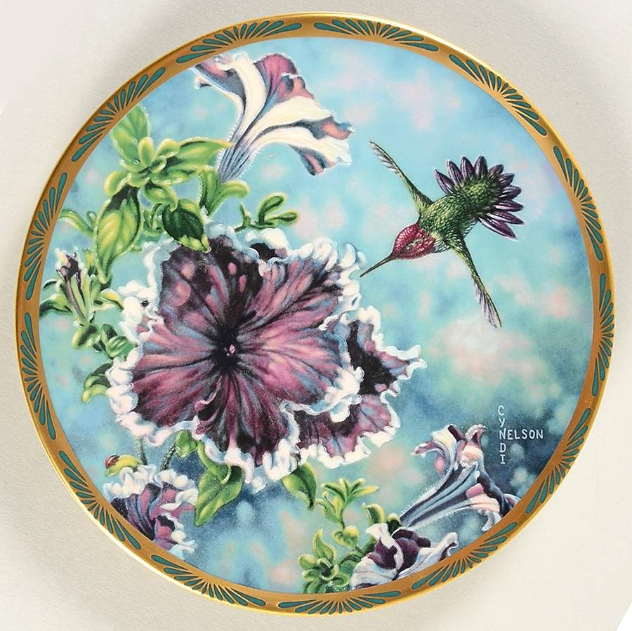 Gems of Nature: The Beautiful Hummingbirds Annas With Petunias - Boxed by Pickard-1