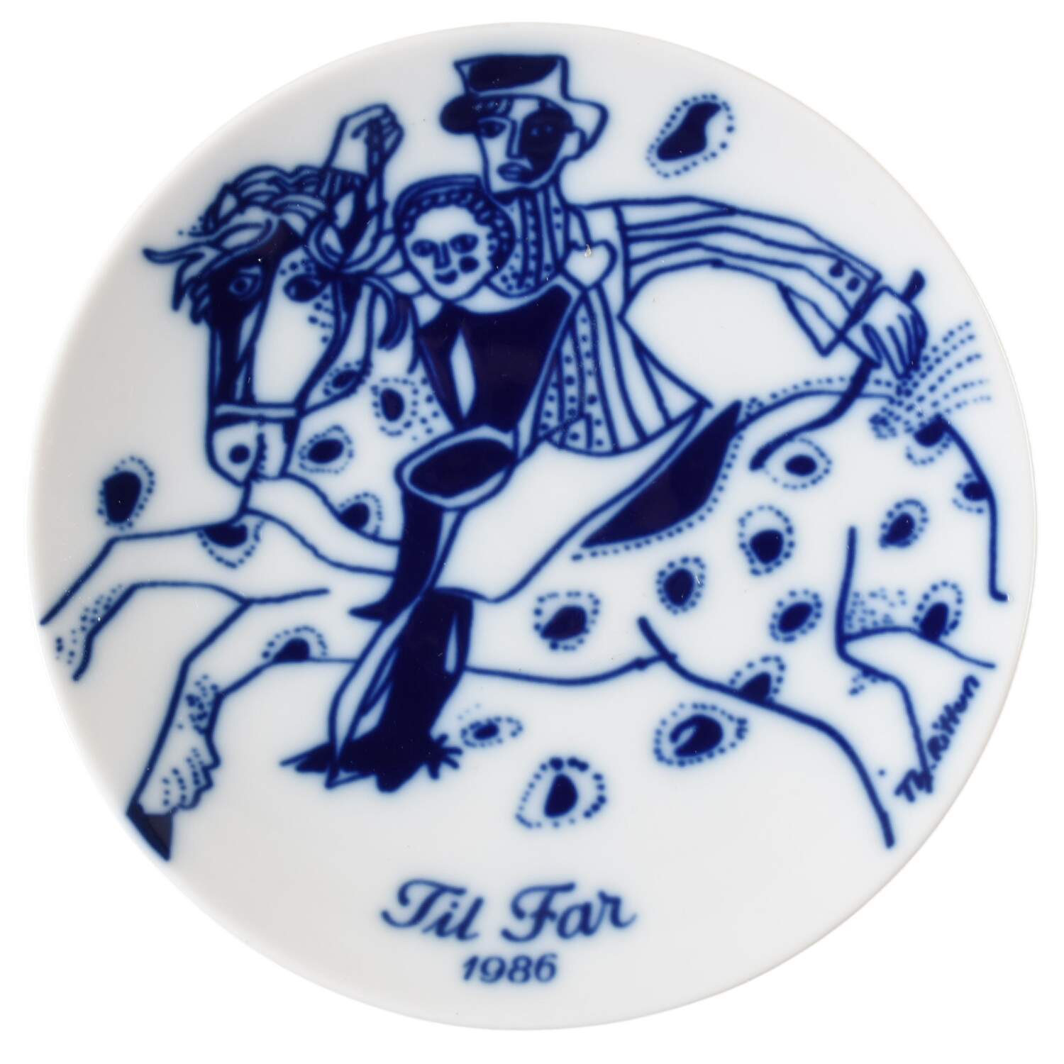 Father's Day Plate Horseback Riding - No Box by Porsgrund-1