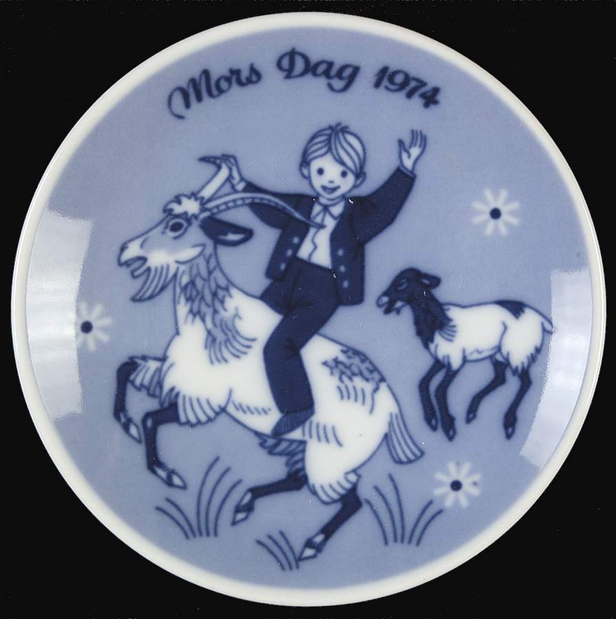 Mothers Day Plate Boy With Goats - Boxed by Porsgrund-1