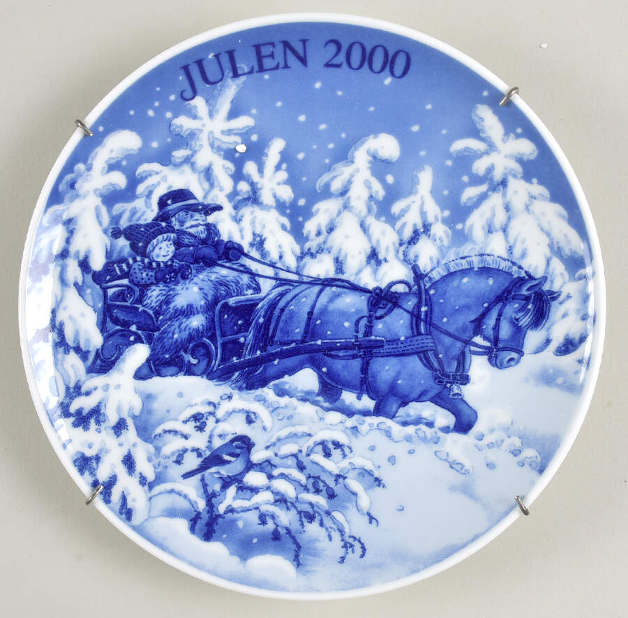 Christmas Plate One Horse Open Sleigh - No Box by Porsgrund-1