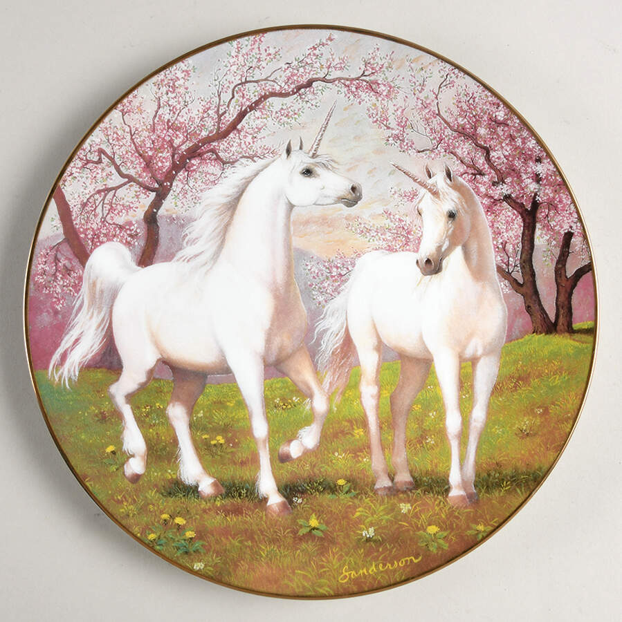 Enchanted World of The Unicorn Plates Springtime Pasture - No Box by Princeton Gallery-1