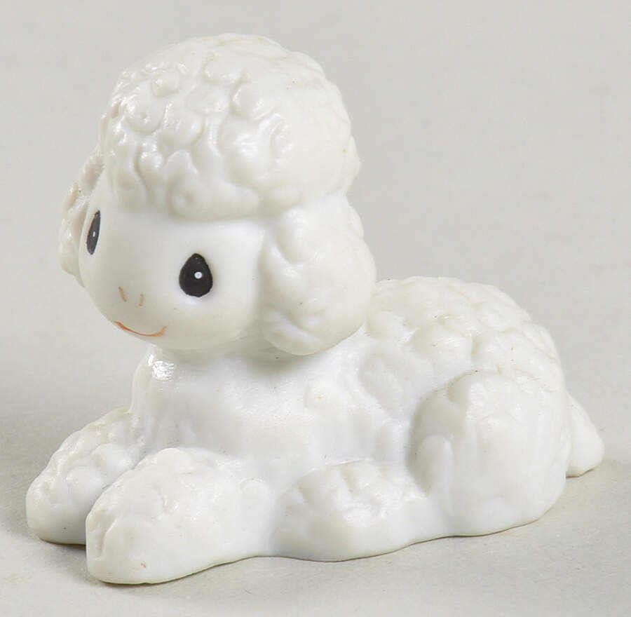 Come Let Us Adore Him-Nativity No Mark-Lamb Lying White - No Box-No Trademark by Precious Moments-1