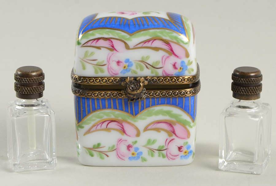 PEINT MAIN LIMOGES BOX Floral Box With Two Flacons - Nb665, No Box by Peint Main-1