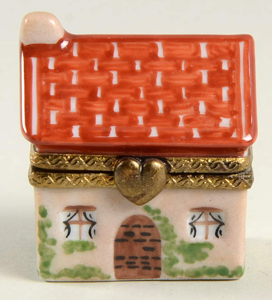 PEINT MAIN LIMOGES BOX House With Red Roof - Nb662, No Box by Peint Main-1