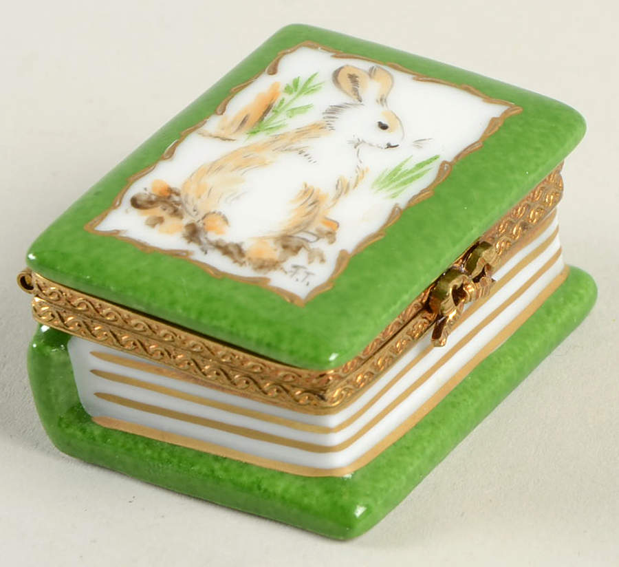 PEINT MAIN LIMOGES BOX Rabbit On Book - Nb661, No Box by Peint Main-1