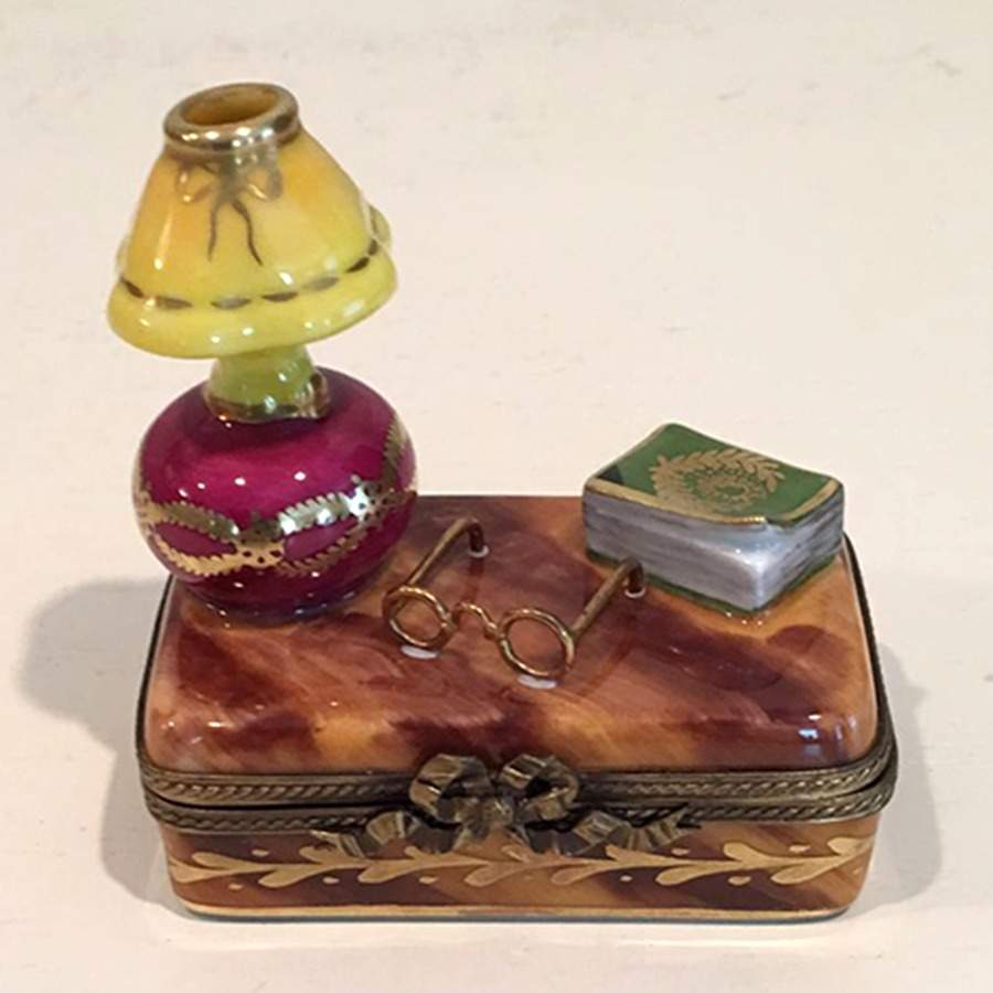 PEINT MAIN LIMOGES BOX Lamp, Book And Glasses - Nb694, No Box by Peint Main-1
