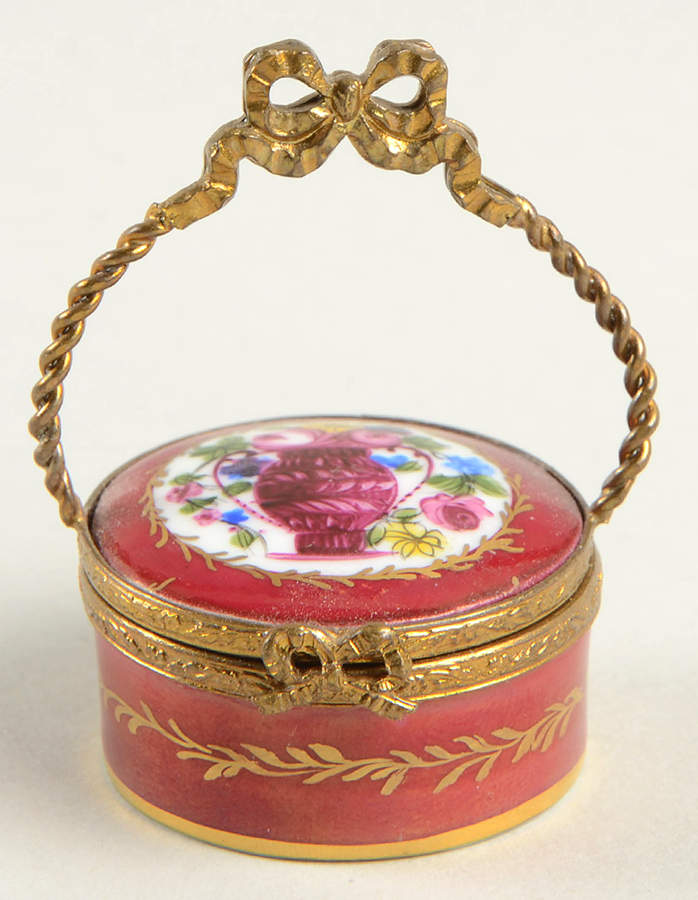 PEINT MAIN LIMOGES BOX Flower Box With Bow Handle - Nb710, No Box by Peint Main-1