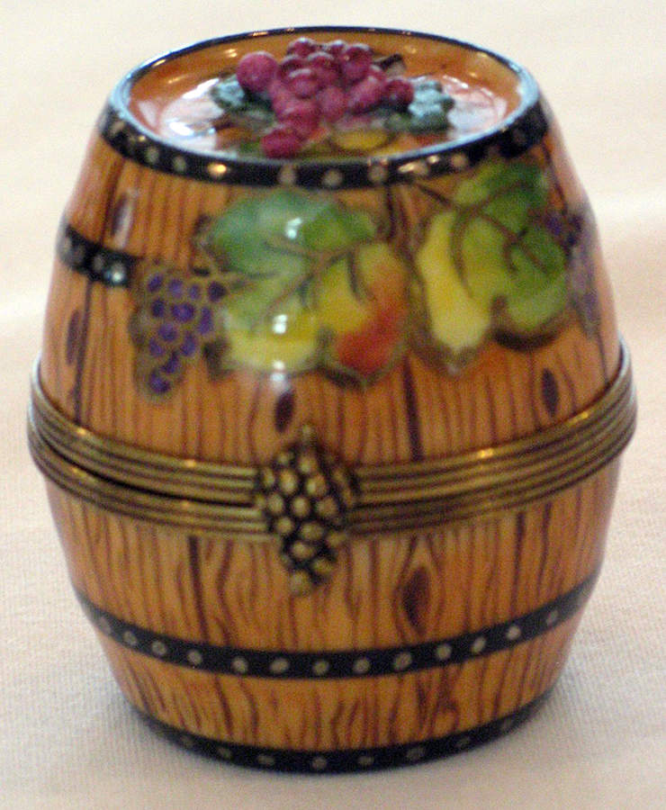 PEINT MAIN LIMOGES BOX Wine Barrel - Nb714, No Box by Peint Main-1