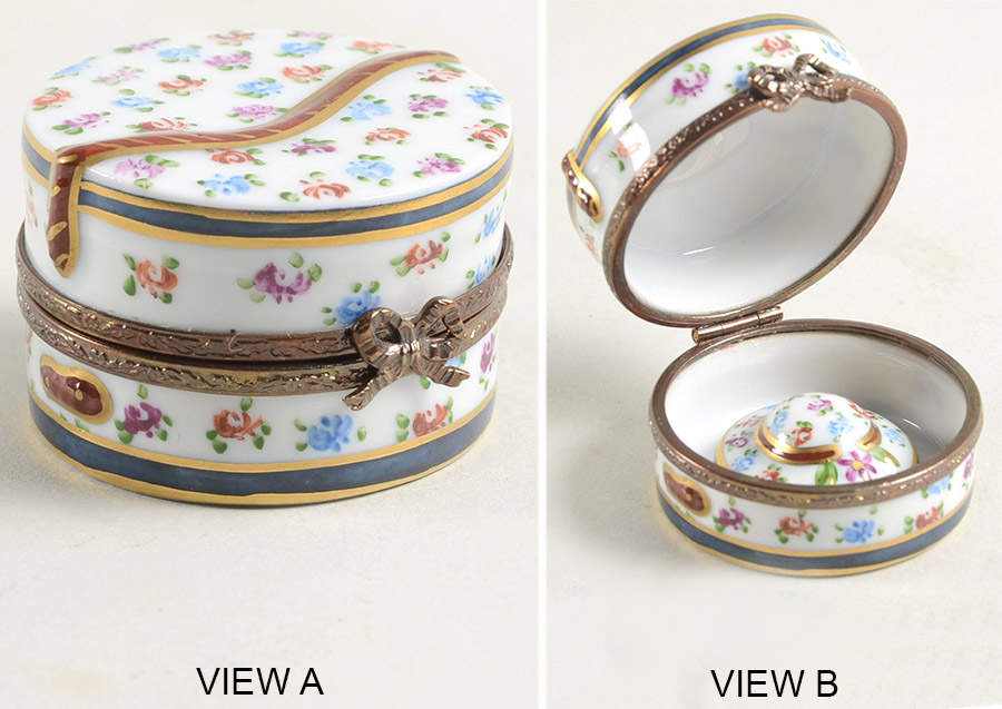 PEINT MAIN LIMOGES BOX Hat Box With Hat Inside - Nb715, No Box by Peint Main-1