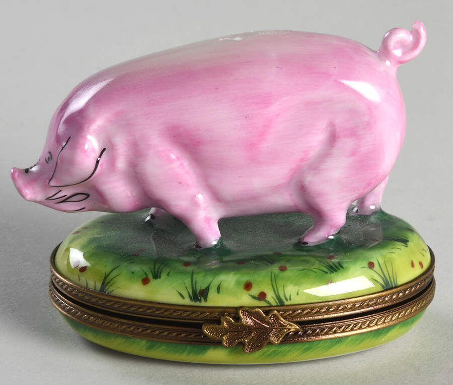 PEINT MAIN LIMOGES BOX Pig - Boxed by Peint Main-1