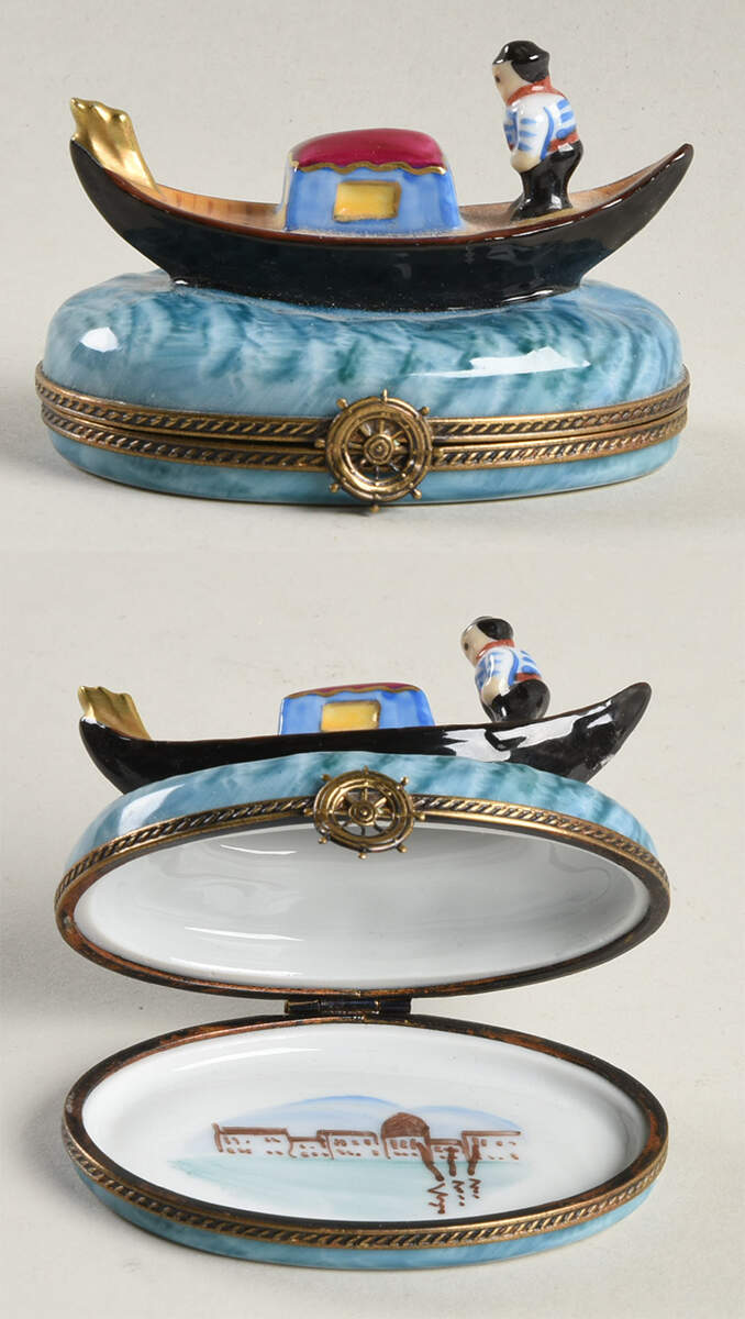 PEINT MAIN LIMOGES BOX Man In Boat - Nb763, No Box by Peint Main-1