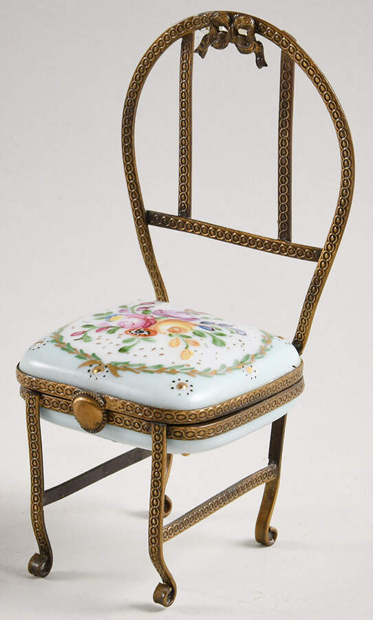 PEINT MAIN LIMOGES BOX Chair - Blue Floral - Nb769, No Box by Peint Main-1