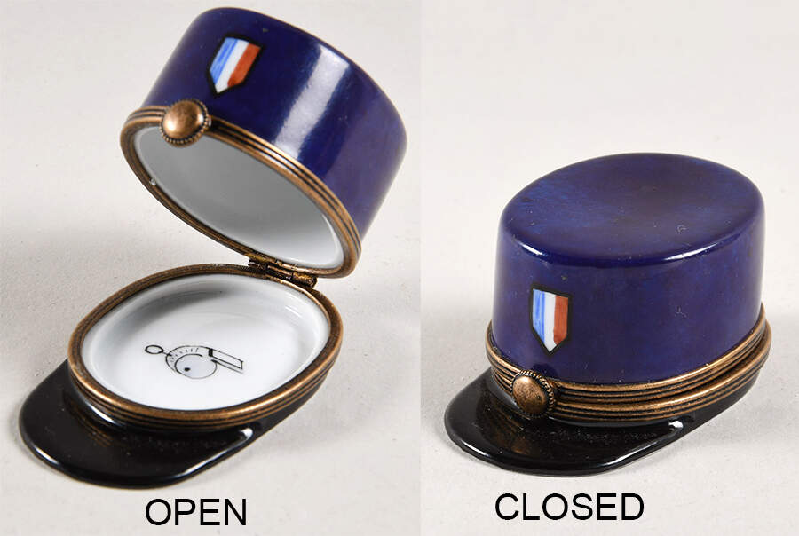 PEINT MAIN LIMOGES BOX Blue French Hat - Nb792, No Box by Peint Main-1