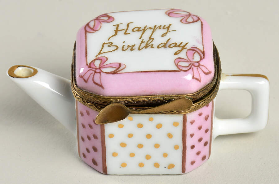 PEINT MAIN LIMOGES BOX Happy Birthday Teapot - No Box by Peint Main-1