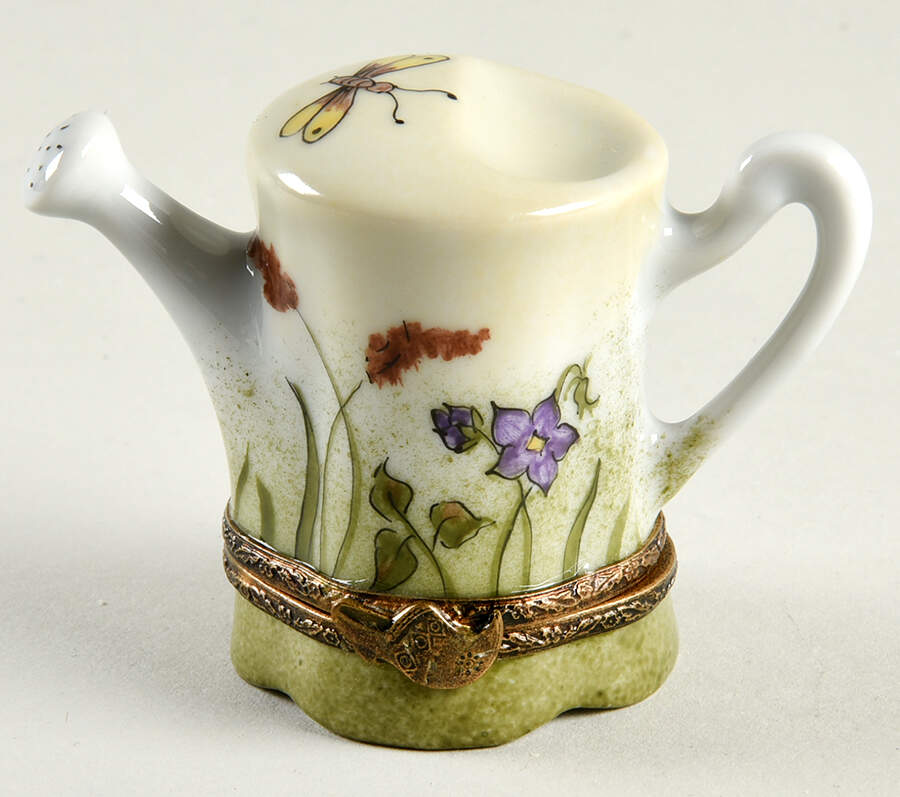 PEINT MAIN LIMOGES BOX Watering Can-Floral - Nb832, No Box by Peint Main-1