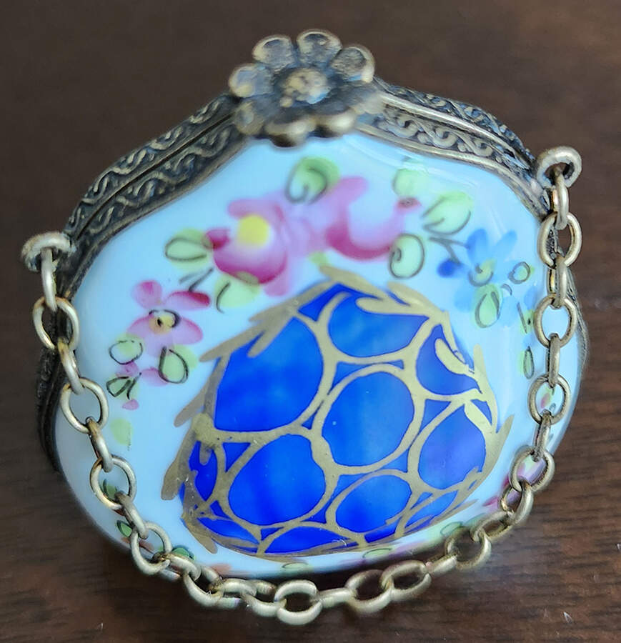 PEINT MAIN LIMOGES BOX Floral Purse - Nb833, No Box by Peint Main-1