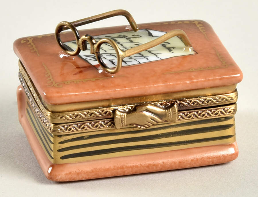 PEINT MAIN LIMOGES BOX Book And Glasses - Nb693, No Box by Peint Main-1