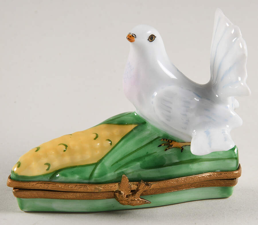 PEINT MAIN LIMOGES BOX Dove On Ear Of Corn - Nb846, No Box by Peint Main-1