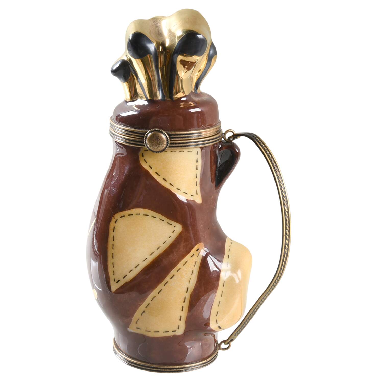 PEINT MAIN LIMOGES BOX Golf Bag - Brown And Yellow - Nb865, No Box by Peint Main-1